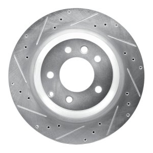 Porsche Cayenne Brake Rotor (1) - Rear Left - R1 Concepts - Drilled & Slotted - Silver - `05-`18